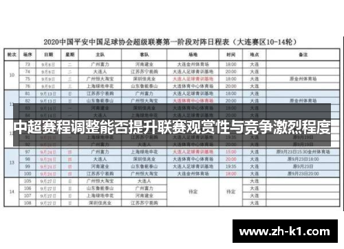 中超赛程调整能否提升联赛观赏性与竞争激烈程度
