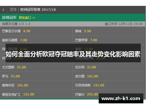 如何全面分析欧冠夺冠赔率及其走势变化影响因素