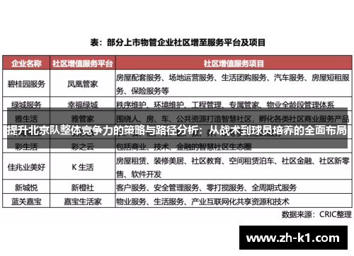 提升北京队整体竞争力的策略与路径分析：从战术到球员培养的全面布局